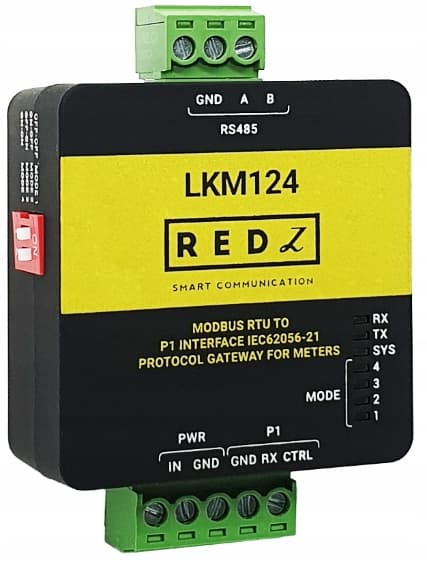 LKM124 - Konwerter IEC62056-21 do Modbus RTU (P1/RS485) - odczyt licznika