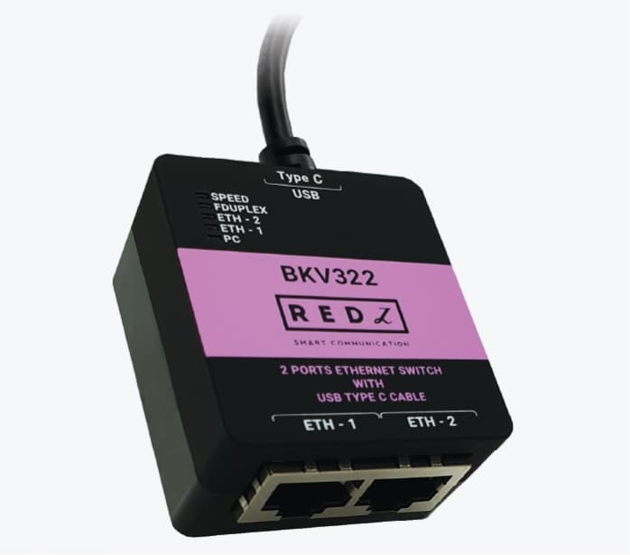 REDZ BKV322 – Konwerter USB-C - 2-portowy Ethernet Switch