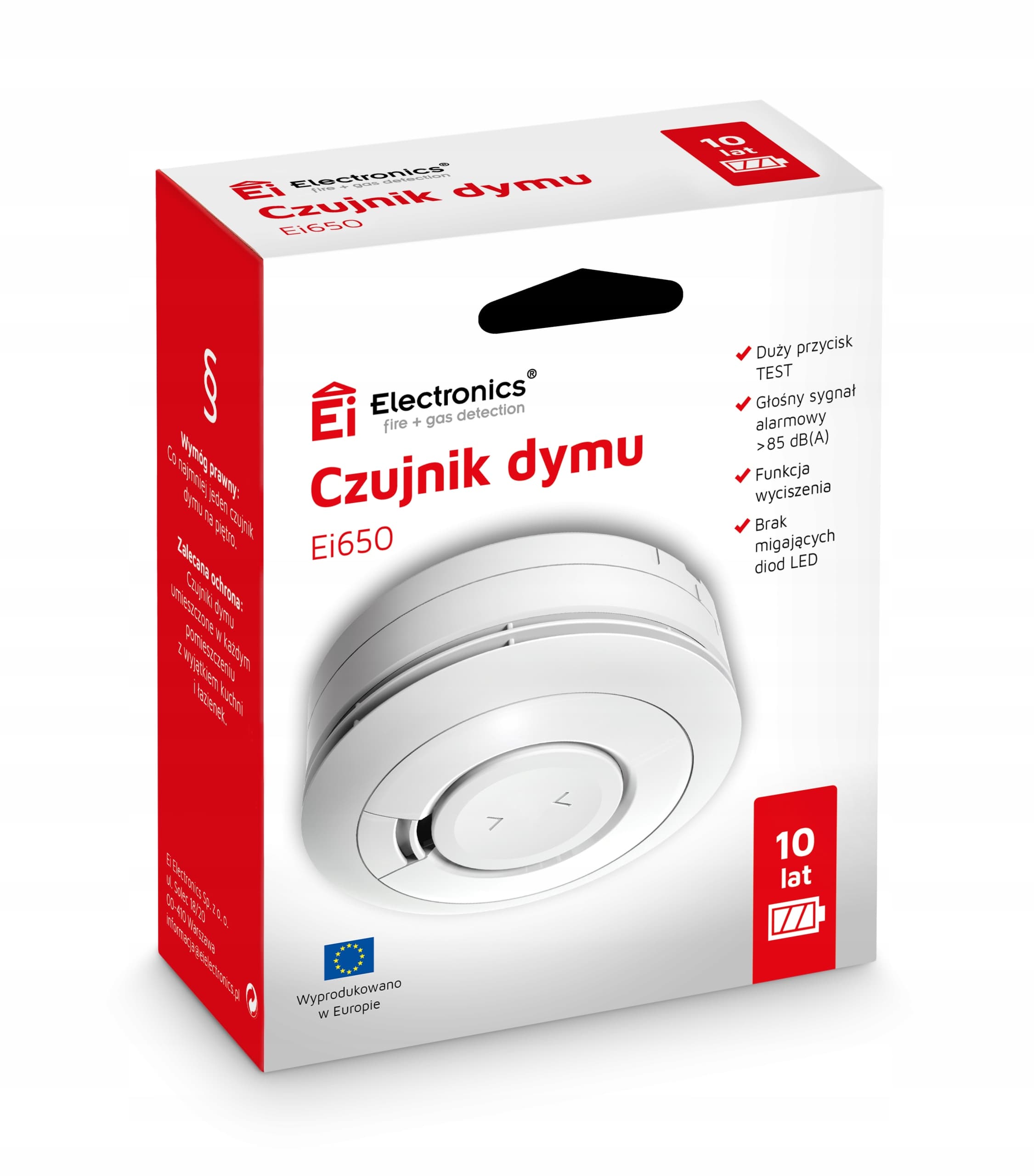 Czujnik dymu Ei650 Ei Electronics | 10 lat pracy | Fotoelektryczny